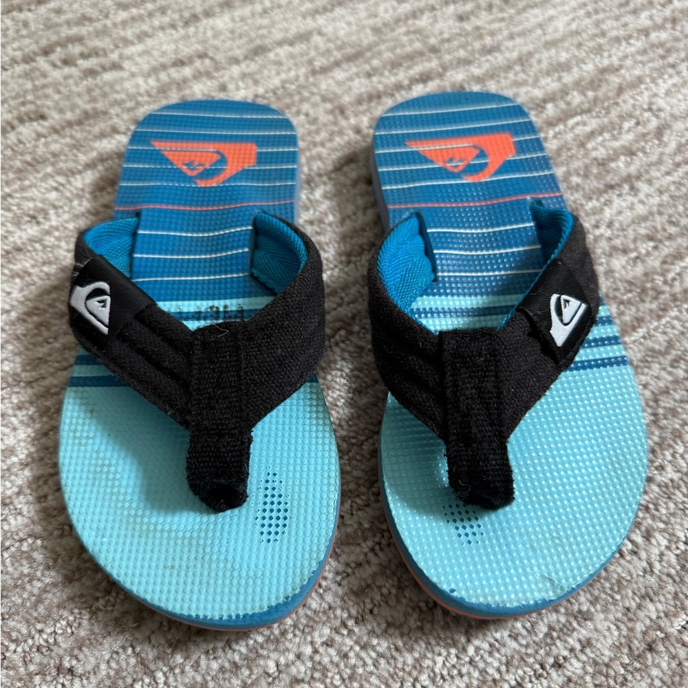 Quiksilver Blue and Black Sandals with Striped Design